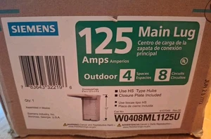 Siemens W0408ML1125 120/240V 125A  Main Lug Center 4 Space 8 Circuit - Picture 1 of 7