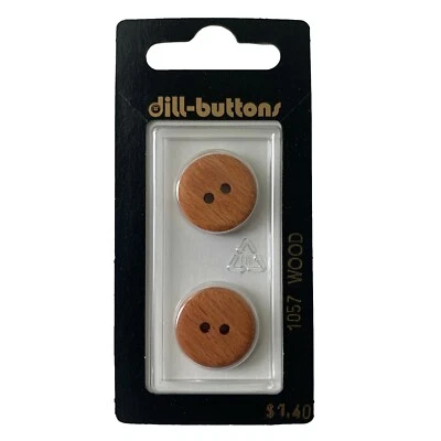 Buttons Wooden Oak Round 2-Hole 2-Pack 11/16" 18MM Vintage Dill No. 1057 Germany - Image 1 of 4