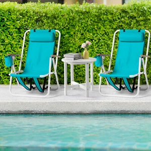 Carry on Back Folding Beach Chair 4-P Recline With Backpack Cup Holder Armrests - Picture 1 of 93