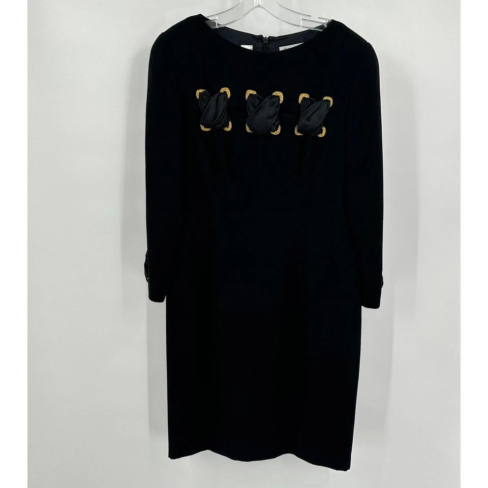 Vestido vintage Bill Blass para mujer talla 14 negro bordado Peek A Boo evento noche Foto 1 de 4