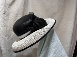 Woman s black and white vintage straw hat made in San Francisco! - Picture 1 of 11
