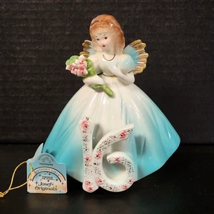 VTG Josef Original 16th Birthday Girl Angel Figurine Brunette Brown Eyes REPAIR - Picture 1 of 14