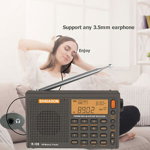 SIHUADON R-108 FM SW MW LW AIRBAND DSP Portable Radio Rechargeable Radio