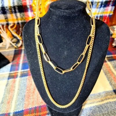 CALVIN KLEIN ЗОЛОТОЙ СЛОИСТЫЙ ОЖЕРЕЛЬЕ НОВЫЙ С ЯРЛЫКАМИ СВИТЕР ОЖЕРЕЛЬЕ - Изображение 1 из 4