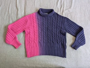 Maglione Politica Privata Donna Extra Large Viola Rosa Maglia Cavo Girocollo New York - Foto 1 di 10