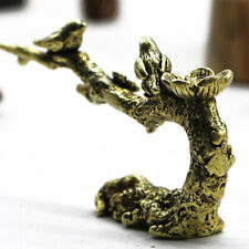 Brass Bird Sculptures on Tree Branch - Magpie Statue for Home Office Decor