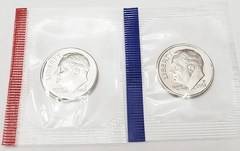 2002 P & D Roosevelt Dime Set (2 Coins) *MINT CELLO*   **FREE SHIPPING** Cover