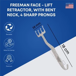 Retractor de estiramiento facial FREEMAN con cuello doblado 4 puntas afiladas herramientas de cirugía plástica - Imagen 1 de 1