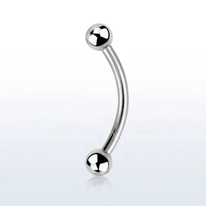 1pc. 16G 316L Surgical Steel Curved Barbell Eyebrow Ring 1/4" to 1/2" - Picture 1 of 3