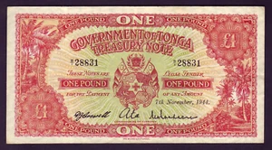TONGA P-11 a. 7th November 1944 - One Pound.. VF - Crisp - Imagen 1 de 2