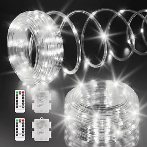 2 Pack Total 46FT 120LED Outside Rope Lights Battery OperatedOutdoor Rope Lig... - Picture 1 of 7