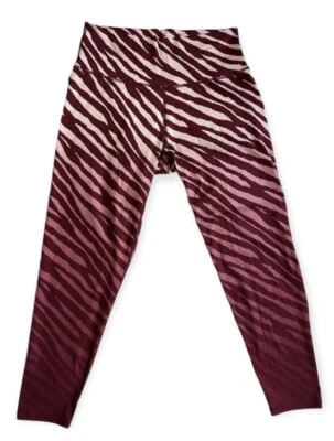 Aerie Women's Mid Rise Cropped Leggings Burgundy Red White Zebra Print Size XL — 第 1/4 张图片