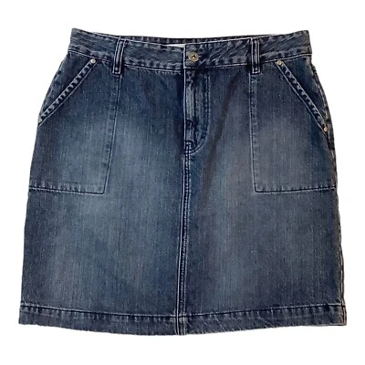 Tommy Hilfiger Blue Jean Mini Skirt Flap Pocket High Rise Womens Size Waist 30 - Image 1 of 4