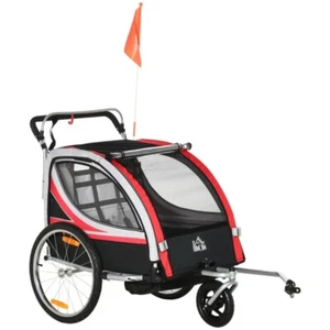 Homcom Trailer Bike for Child 2 IN 1 Convertible Jogger Black Red - Picture 1 of 2