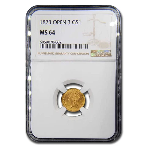 1873 $1 Liberty Head Gold Open 3 MS-64 NGC - SKU#216560 Cover