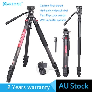 69" Video Travel Tripod Carbon Fiber Tripod Monopod with Center Column 15KG Load - Picture 1 of 17