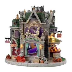 Edificio Lemax Spooky Town 2023 GOTHIC HILLS FUNERARIA #35002 NRFB Lit Village* - Imagen 1 de 3