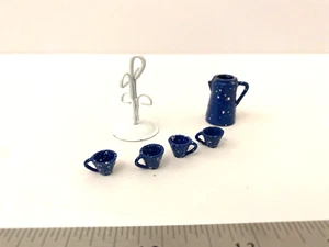 Vintage Miniature Dollhouse Cups and Coffee pot Lot - Picture 1 of 8