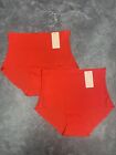 New Twin Pack of Red No VPL Full High Waisted Briefs - Sizes UK 8 Upto 20