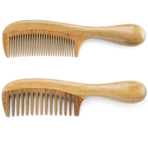 Onedor Handmade 100% Natural Green Sandalwood Hair Detangler Wooden Combs - Picture 1 of 28