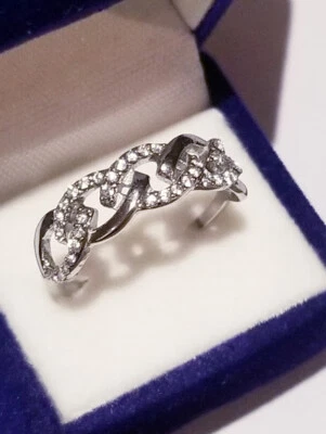 CLEARANCE! Infinity SIM Moissanite Wedding Band Chain Ring Stainless steel - Image 1 of 4