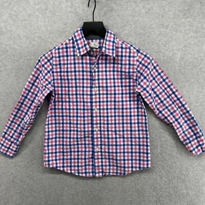 Crewcuts Shirt Boys Size 8 Blue Pink Plaid Long Sleeve Button Up - Image 1 of 4