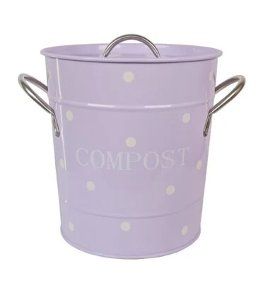 Mülleimer mit Deckel Emaille Nostalgie Komposteimer flieder  Dots  Isabelle Rose - Bild 1 von 2