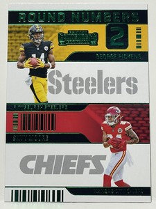 🏈2022 Panini Contenders Round Numbers George Pickens/Skyy Moore RC Card Emerald