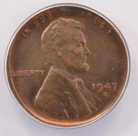 ANACS 1c 1947-D Lincoln Cent Broadstruck MS62 Cover