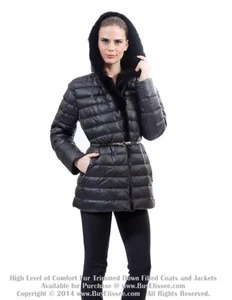 ✅ Piumino d'oca con pelliccia di visone taglia L US 10 EU 42 $895 Пуховик Норка - Foto 1 di 12