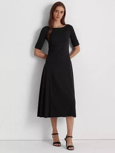 Ralph Lauren Munzie Fit & Flare Cotton Dress - Black - Size XS (Damaged Seam) B+ - Picture 1 of 9