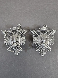 Lot Of 2 Vintage Towel Wall Hook Bar Grabber Lion Eagle Crest Crown Armor - Picture 1 of 12