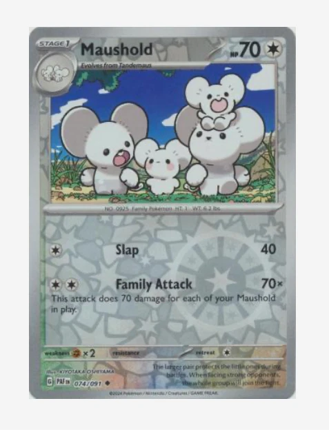 Pokemon - Paldean Fates - 074/091 - Maushold - Reverse Holo - NM/M - Image 1 of 1