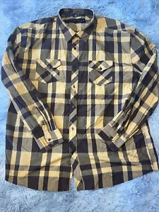 9K Clothing Co Men’s Plaid Button Up Shirt Size 4XL Yellow & Brown - Picture 1 of 2