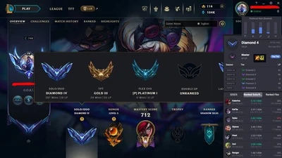 CUENTA LEAGUE OF LEGENDS | EUW | 856 SKINS | DIAMOND 4 | ACCESO COMPLETO Foto 1 de 4