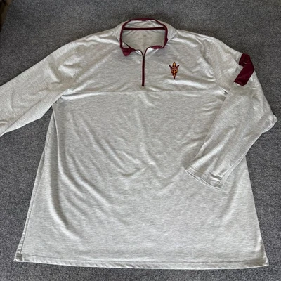 Arizona State Sun Devils Pullover 1/4 Zip Shirt Mens 3XLT Gray ASU Athletic Top - Image 1 of 4