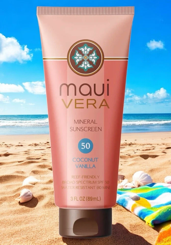 Protector solar Maui Vera FPS 50 3 OZ sin recubrimiento mineral zinc apto para arrecifes Foto 1 de 1