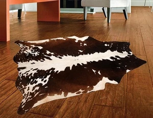 100% Genuine Cow hide Rug Area Carpet Skin Leather 18.75 sq.feet (54"x50") M-66 - Picture 1 of 3