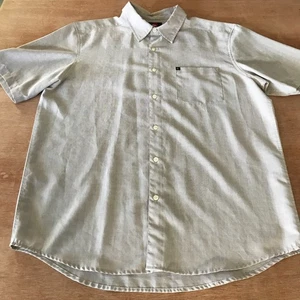 Quicksilver Shirt Men L Gray Plaid Button Up Pocket Short Sleeve Preppy - Picture 1 of 12