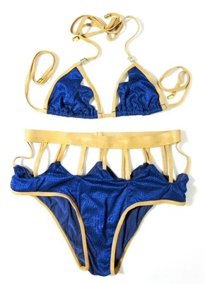 Bikini XS Top/S Bottom JAGGED EDGE Blue Beach Bunny Foto 1 de 4