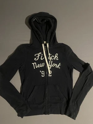 Vintage Y2K Abercrombie Fitch Women’s Navy Zip Up Hoodie New York Size X-small - Image 1 of 4