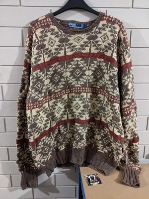 POLO Ralph Lauren GRADE B+" Aztec Southwestern Fairisle Rare Jumper 23"PTP(LARGE - Image 1 of 4