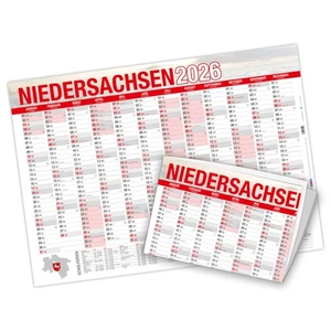ITENGA Jahresplaner  NIEDERSACHSEN 2026 gefalzt Wandkalender A2 groß 59,4 x 42cm - Bild 1 von 3