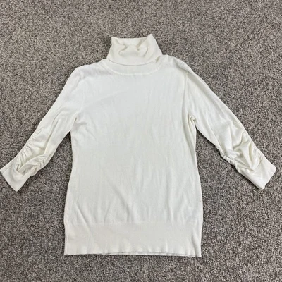 New York & Company Turtleneck Sweater Womens XS Cream 3/4 Sleeve Pullover NWT - Image 1 of 4