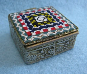 Vintage Micro Mosaic Pill Box Made in Italy Geometric Design - Picture 1 of 7