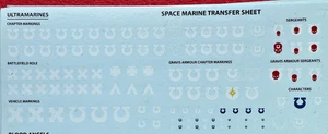 SPACE MARINE TRANSFER SHEET DECALS - OOP NEW WARHAMMER 40.000 40k - ULTRAMARINES - Picture 1 of 1