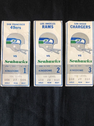 1976 Football Ticket Stub Seattle Seahawks FIRST THREE GAMES EVER!!  Season 1 Cover