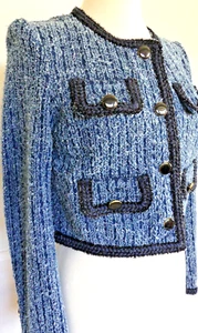 Giacca denim blu testurizzata autoritratto USA taglia 6 - Foto 1 di 19