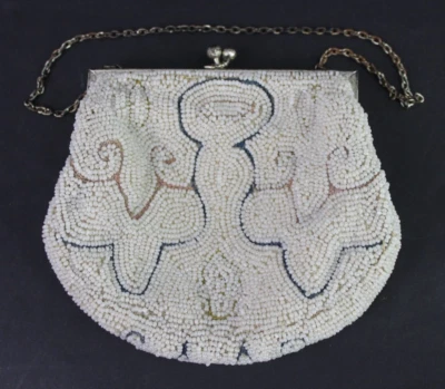 Vintage Beaded purse Evening Bag white USA ESTATE SALE mosaic - Image 1 of 4