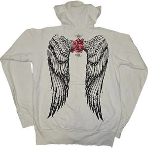 Felpa con cappuccio e zip tatuaggio ali volanti donna Sinful by Affliction XS-XXL - Foto 1 di 2